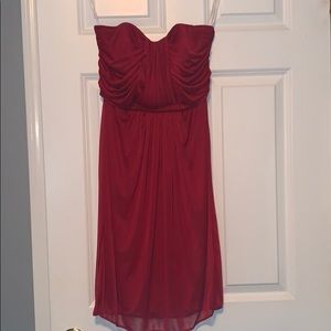 David's Bridal Red Strapless Dress